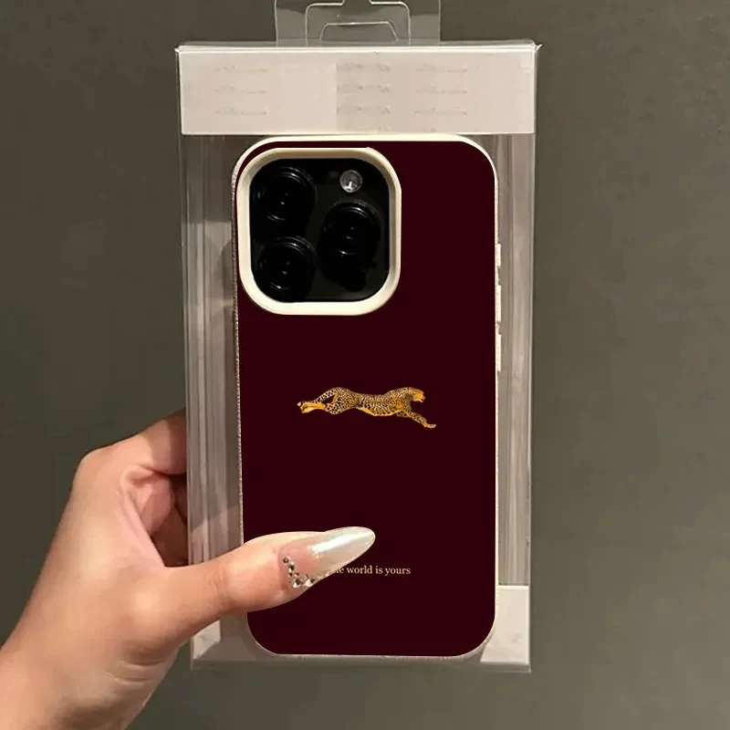 Funda de teléfono suave de leopardo vino rojo a la moda para Samsung Galaxy S25 S22 S23 Ultra S24 FE A56 A55 A16 A15 A35 A36 A54 A06 5G - imagen 4