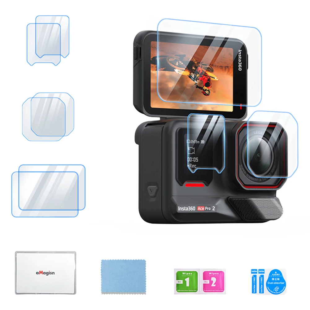 Película de vidrio templado, protección de lente de dureza 9H, película protectora antiarañazos y antibolos para Insta360 Ace Pro 2 - imagen 2
