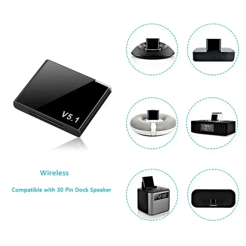 VIKEFON I-WAVE 30 pines Bluetooth 5,1 receptor de Audio A2DP música Mini adaptador inalámbrico para iPhone iPod 30Pin Jack altavoz analógico - imagen 5