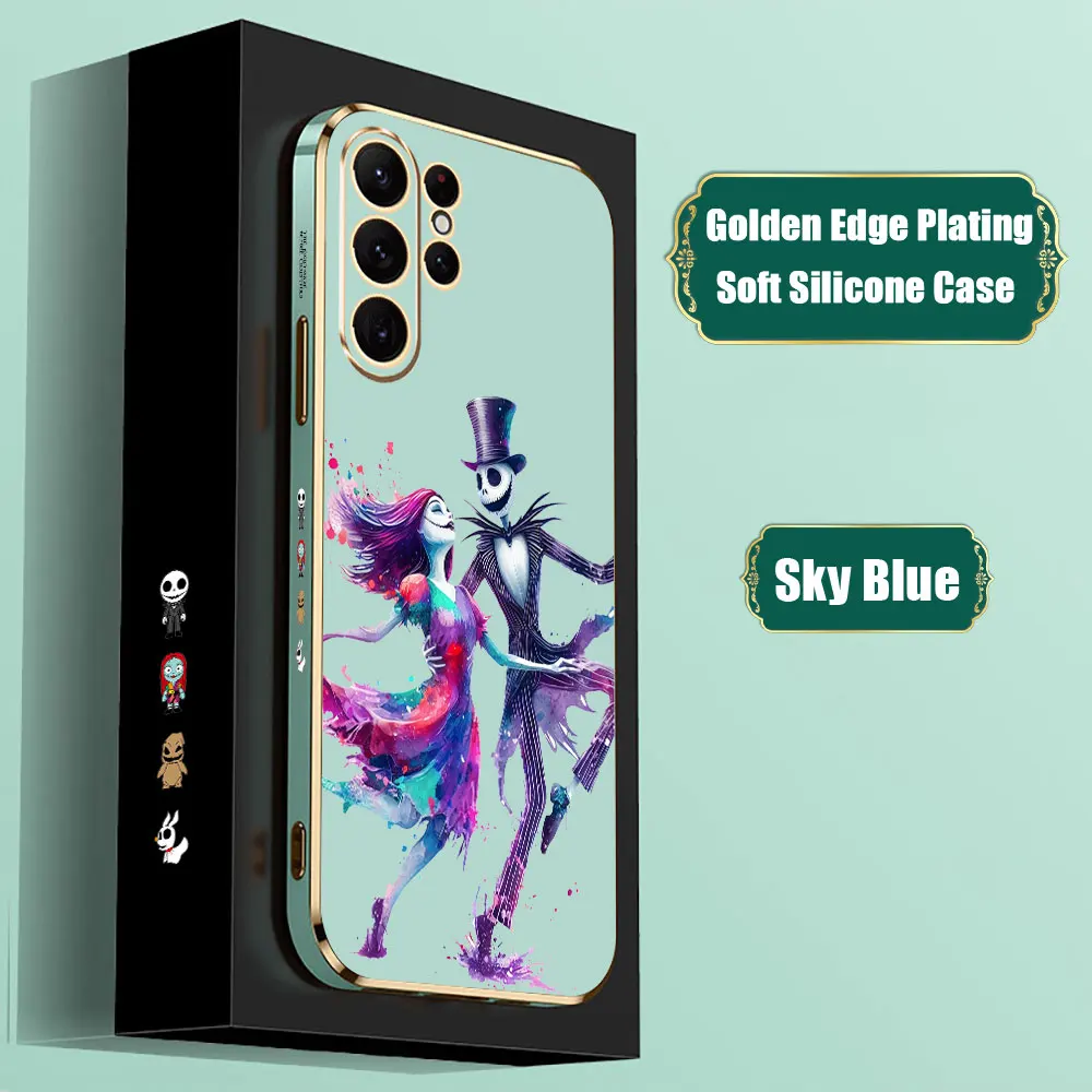 Disney-funda de pesadilla antes de Navidad para Samsung Galaxy S24, S23, S22, S21, S20 Ultra Fe, S10, S9 Plus, cubierta chapada 5G - imagen 4