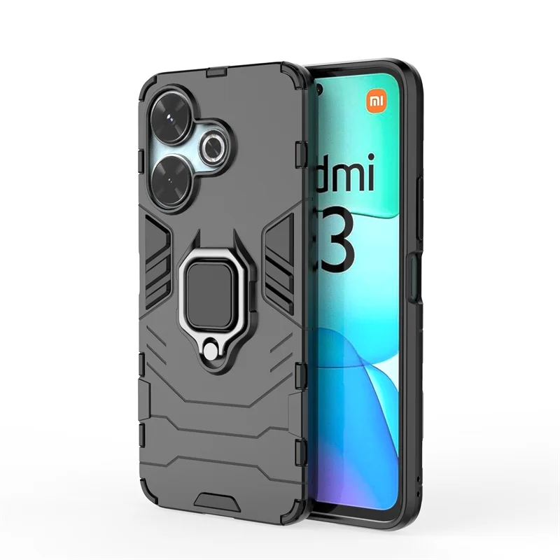 Para Poco M6 funda para Xiaomi Poco M6 cubierta armadura anillo de dedo soporte PC a prueba de golpes parachoques de teléfono para Poco M6 4G - imagen 4