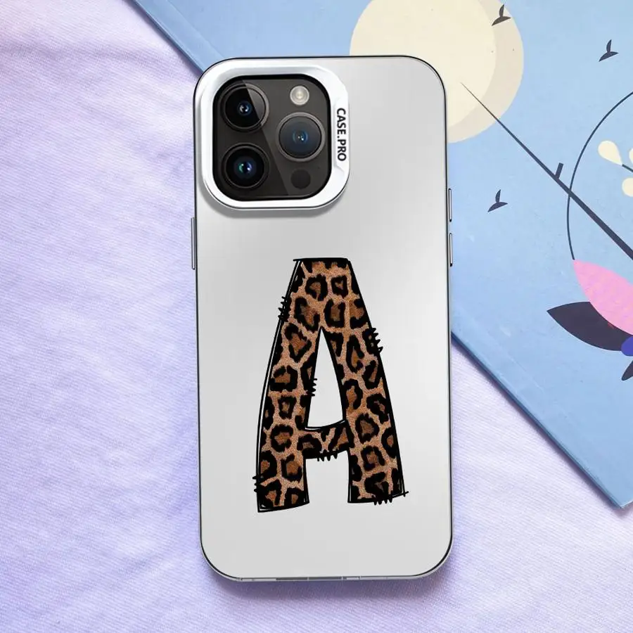 Funda con letras con estampado de leopardo para iPhone 16 17 Pro Max 14 11 XS 17Air 15 Plus XR 12 13 16e - imagen 3