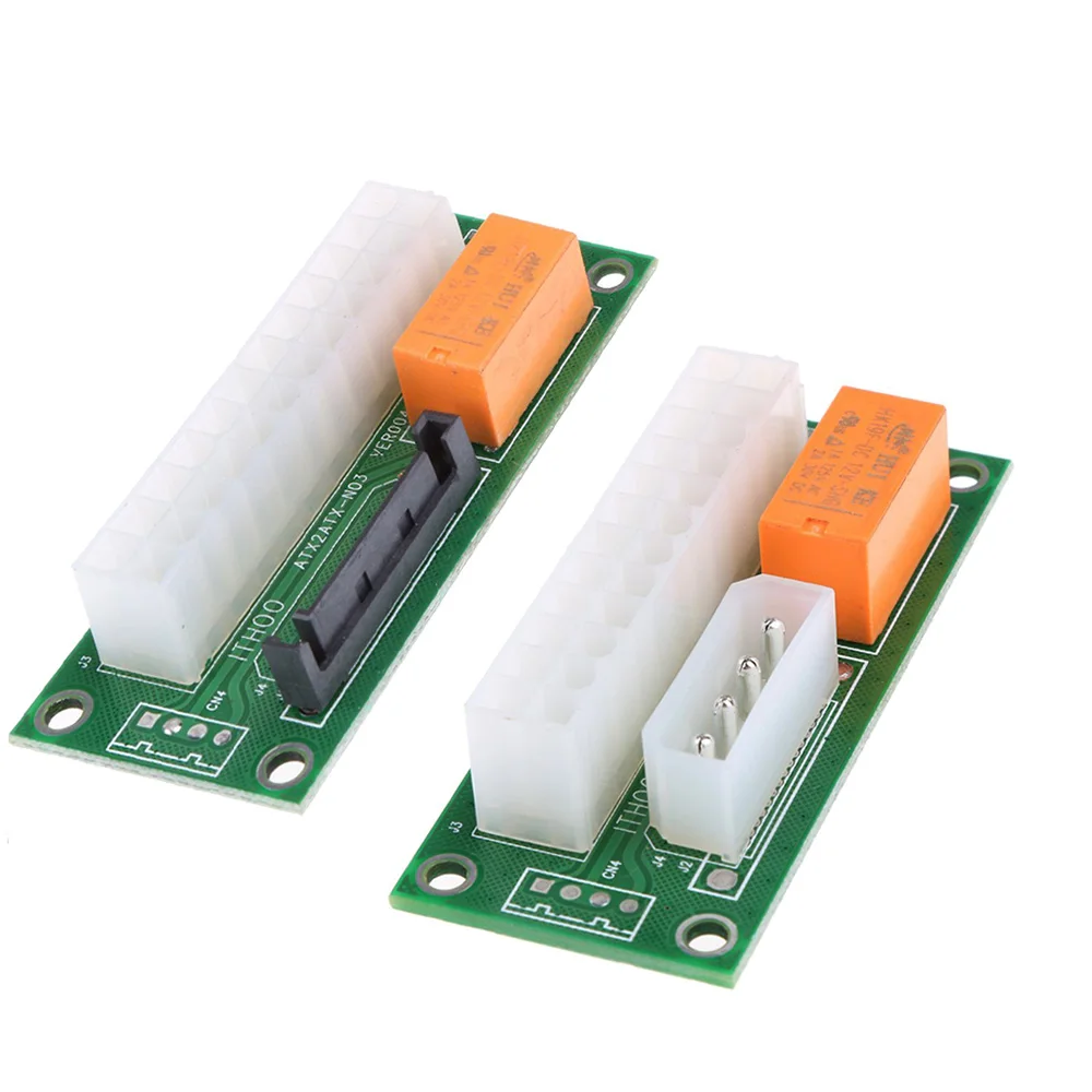 Cable de arranque síncrono de fuente de alimentación dual de 24 pines, la última tarjeta de extensión ATX de 24 pines a Molex de 4 pines/SATA, para máquinas de minería BTC - imagen 3