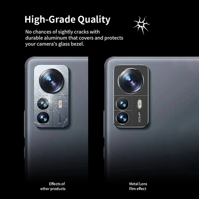 Lente de cámara de Metal 2022 para Xiaomi 12 Pro 12X, anillo protector sin cristal para Xiaomi Mi 12, funda de película - imagen 2