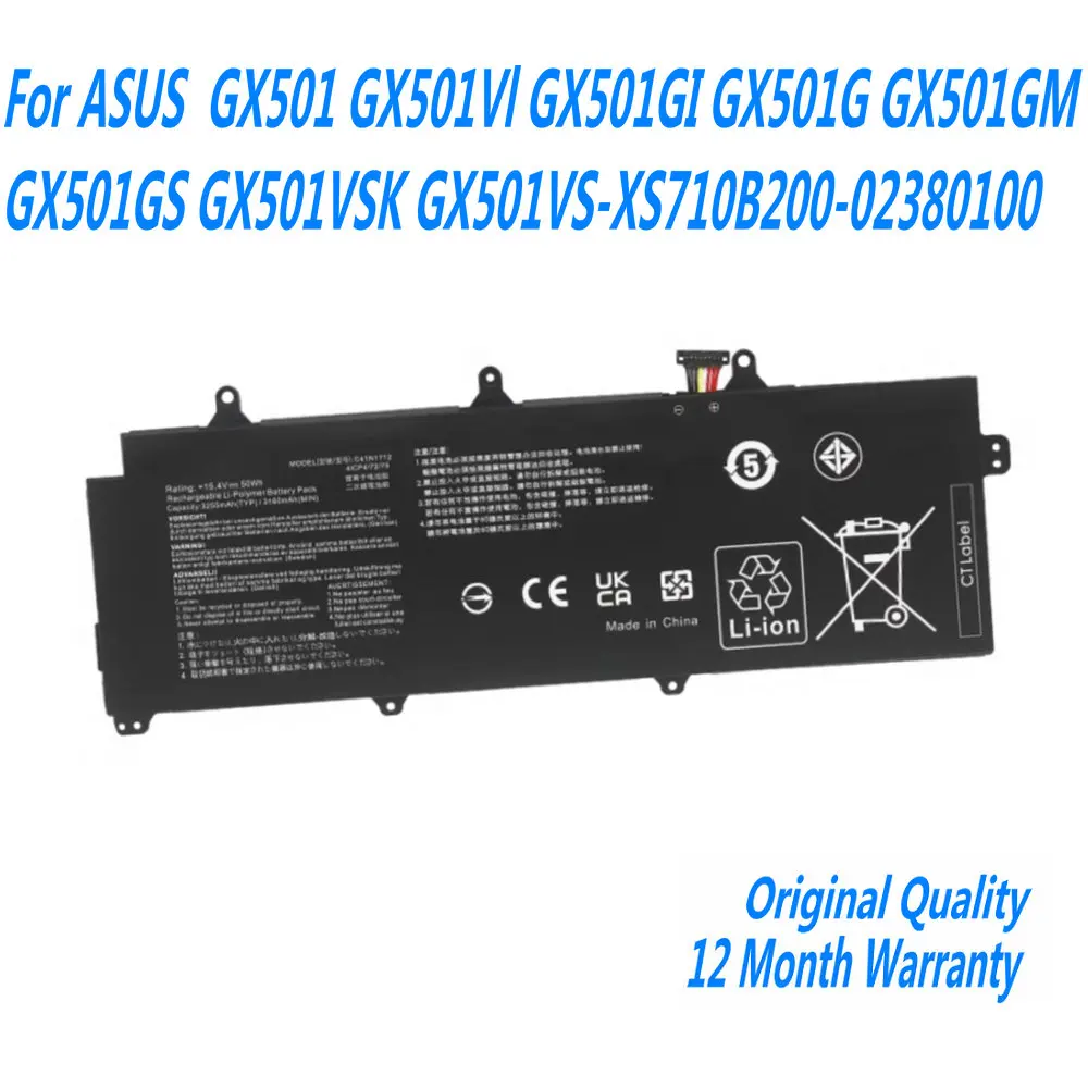 Nueva batería de ordenador portátil 15,4 V 50WH C41N1712 para For Asus GX501 GX501Vl GX501GI GX501G GX501GM GX501GS GX501VSK GX501VS-XS710B200- 02380100