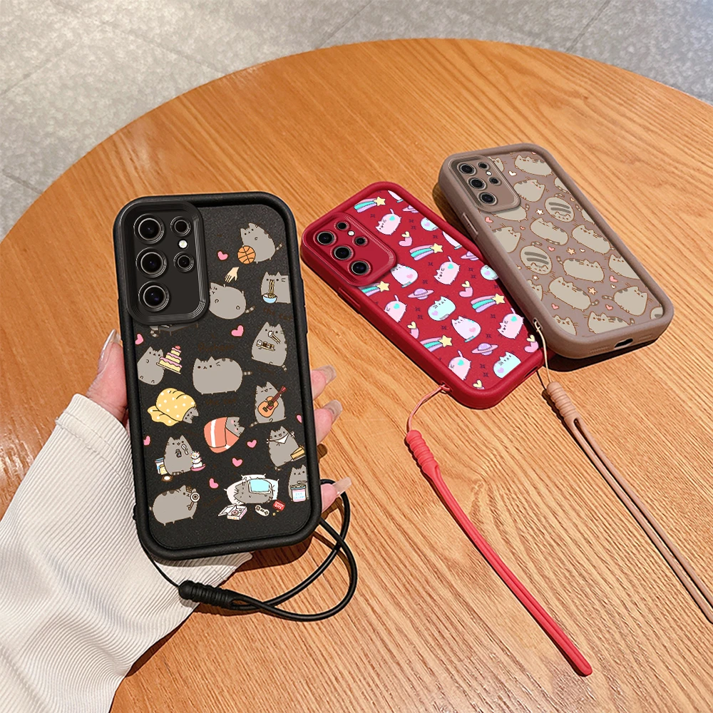 Funda de teléfono Pusheens Cats para Huawei, cubierta trasera de TPU suave con correa de mano, P20, P30, P40, P50, Mate 20, 30, 40 Pro, Nova 7, 9, 10, SE - imagen 2