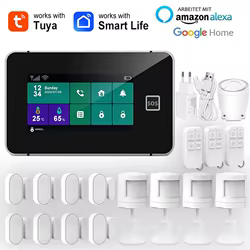 Sistema de alarma WiFi GSM, Kit de alarma antirrobo de seguridad para el hogar, Sensor de movimiento de puerta inalámbrico de 433MHz, Control por aplicación remota Smart Life