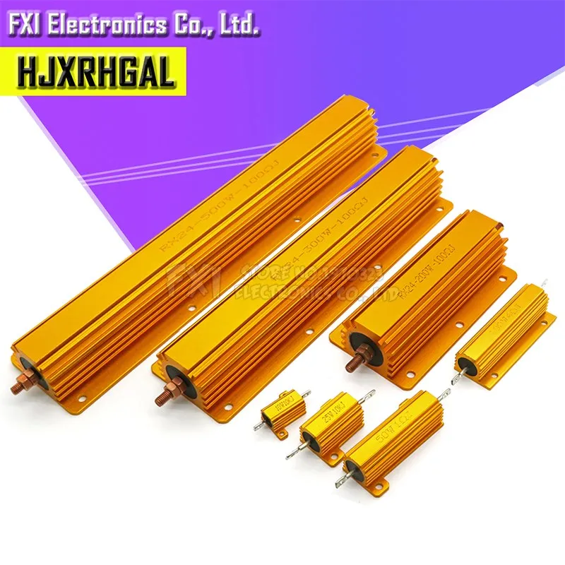 50W 100W carcasa de Metal de potencia de aluminio resistencia bobinada 0.01R ~ 100K 1 6 8 10 20 200 500 1K 10K ohm resistencia RX24 ibuw - imagen 5