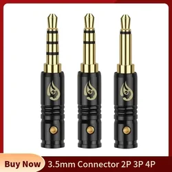 Conector 3.5 mm chapado en oro – Mono 2/3/4 polos Negro Plata