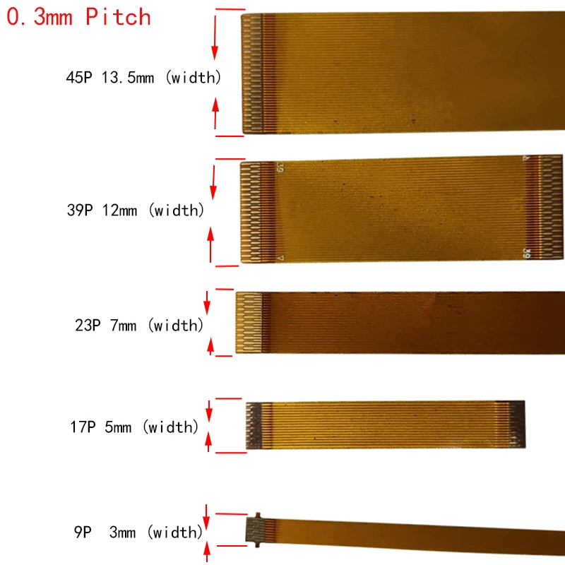 Conector de Cable LVDS de línea FPC FFC, Cable plano Flexible de cinta MIPI de paso de 0,3mm, 23 Pines, 25 pines, 31 Pines, 35 Pines, 39 Pines, 45 Pines, 51 pines tipo A/B - imagen 2