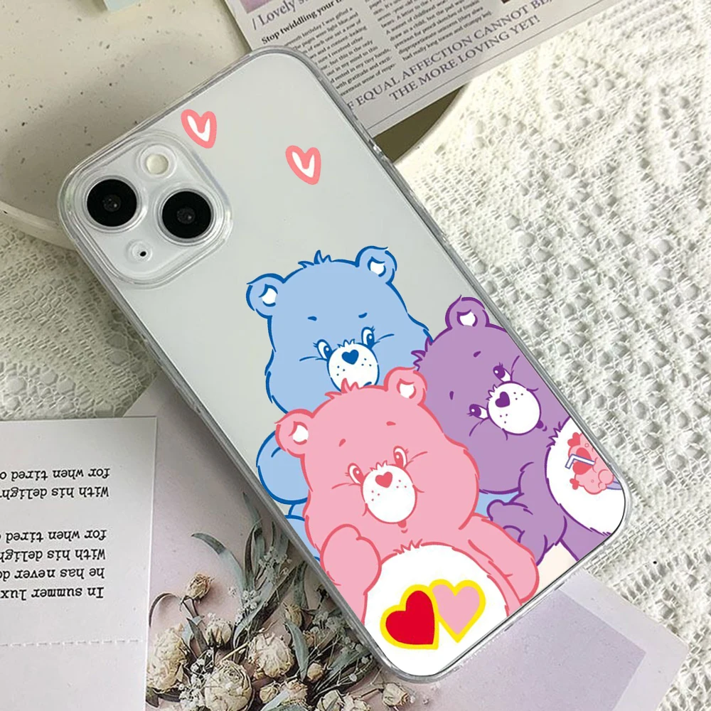 Funda de teléfono con dibujos animados para Cares Bears iPhone 16 15 14 13 12 11 Mini Pro Max X XR XSMax 7 8 Plus SE20 cubierta transparente - imagen 5