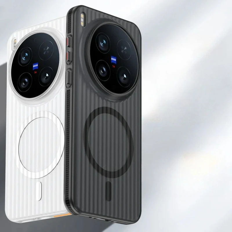 Para VIVO X300 Pro para funda de teléfono MagSafe magnética para VIVO X300Pro equipaje raya transparente mate duro cubierta a prueba de golpes parachoques
