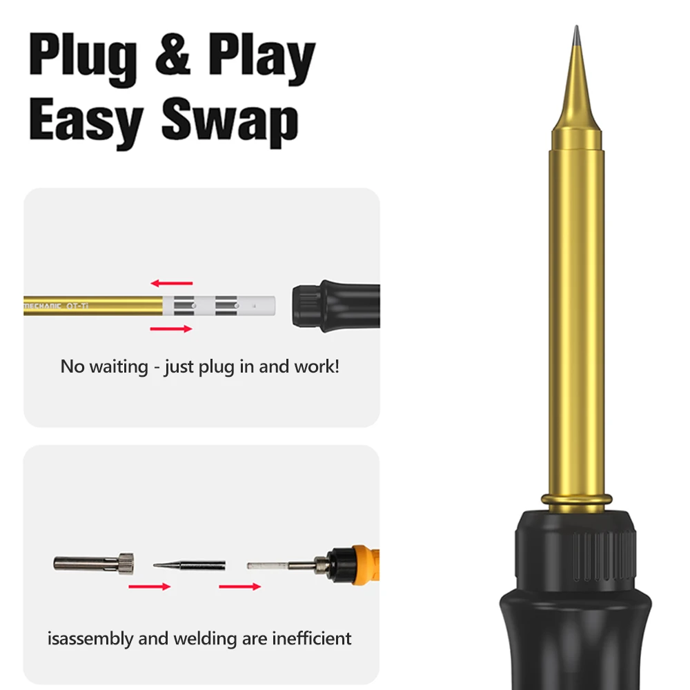 Elemento calefactor de soldador serie OT-TS/SK/TI mecánico T12 para reparación de teléfonos móviles, placa base, herramienta de soldadura de Chip PCB - imagen 5