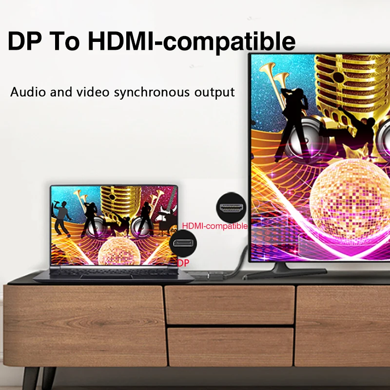 Adaptador Compatible con DP a HDMI 4K, 60Hz, puerto de pantalla macho a hembra a convertidor HDMI, Cable de Audio y vídeo para PC, TV, portátil y proyector - imagen 3