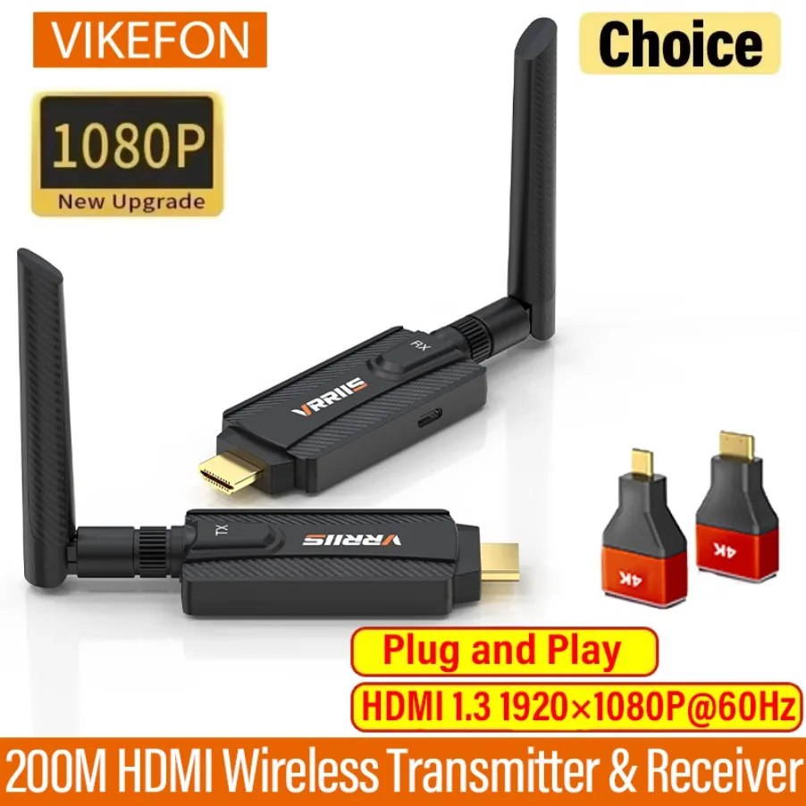 Kit extensor de transmisor y receptor de vídeo Compatible con HDMI, inalámbrico, 5G, 1080P, 200M, adaptador Dongle para TV Box, Monitor y PC