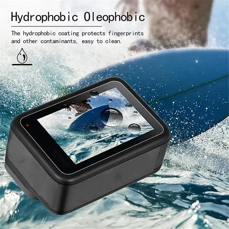 Protector de pantalla de vidrio templado para GoPro Hero 12 11 10 9, lente de cámara negra, película protectora antiarañazos, cristal de pantalla frontal trasera - imagen 3