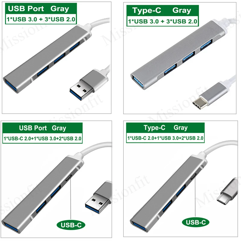 4 en 1 USB 3,0 HUB de alta velocidad USB3.0 OTG 4 puertos USB C HUB adaptador multidivisor para Xiaomi Lenovo Macbook Pro Accesorios - imagen 3