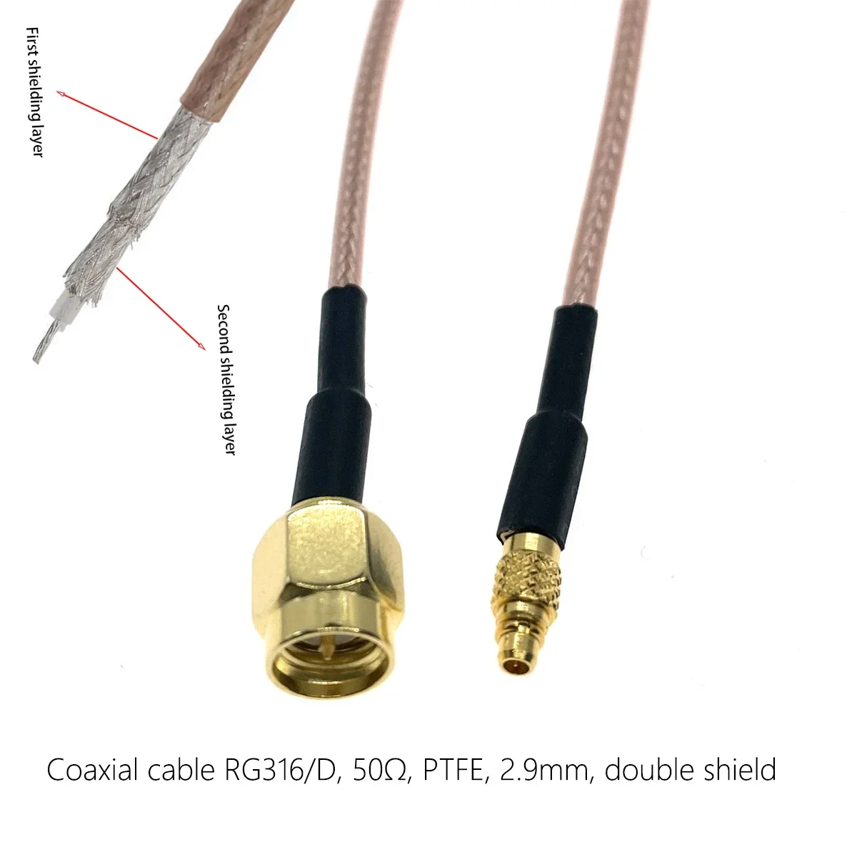 MMCX macho a SMA macho enchufe engarzado RG316D doble escudo Cable coaxial plateado puente Pigtail - imagen 2