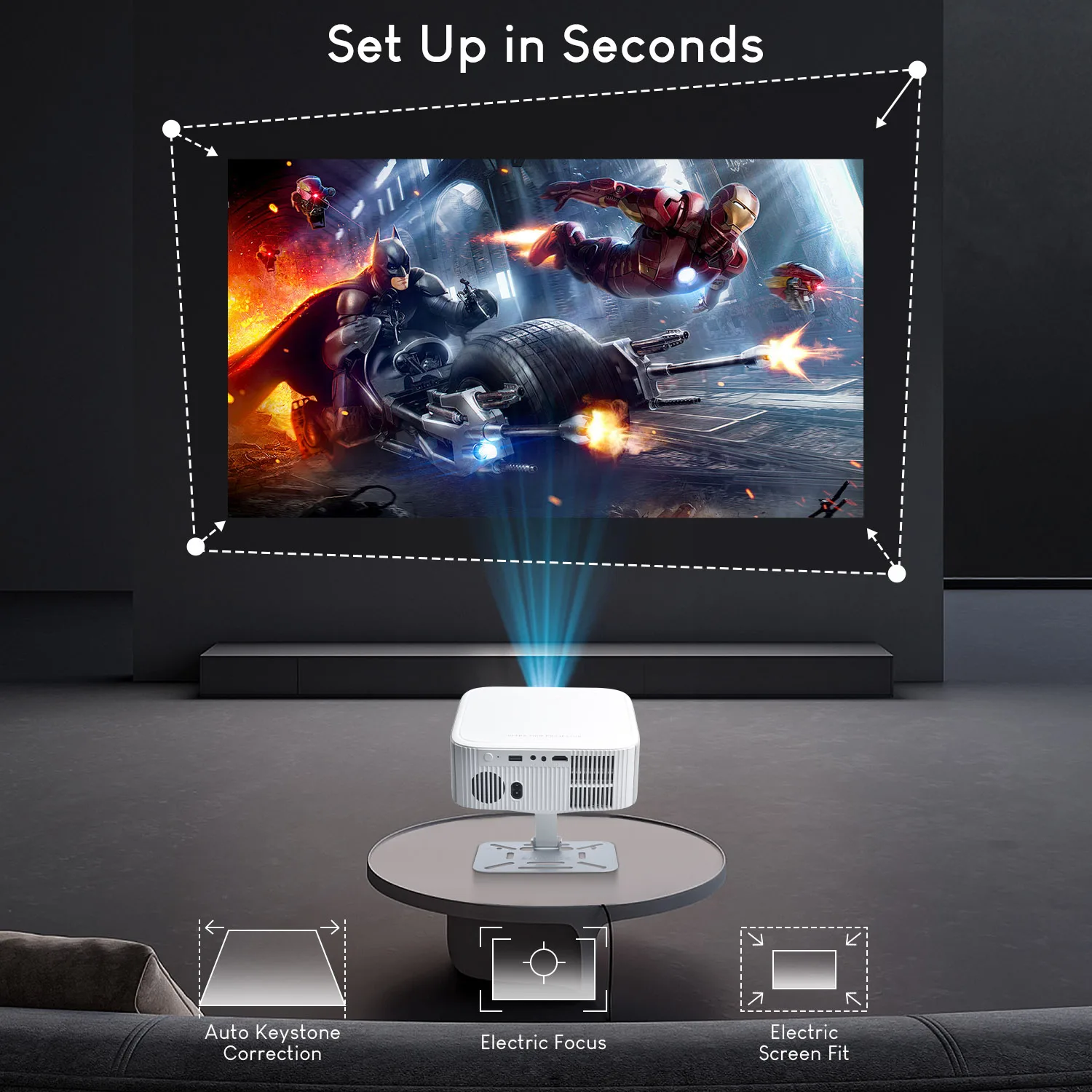 Proyector Salange 1080P Video 4K Compatible con sistema operativo Android 13.0 Corrección trapezoidal automática Enfoque eléctrico Pantalla grande de 300 pulgadas Bluetooth 5.2 - imagen 5