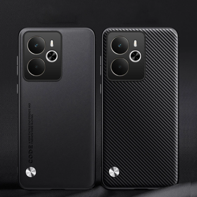 Funda de cuero para OPPO Realme 14 5G Global fibra de carbono mate protección de silicona dura a prueba de golpes cubierta de teléfono de lente completa Realme14 - imagen 2