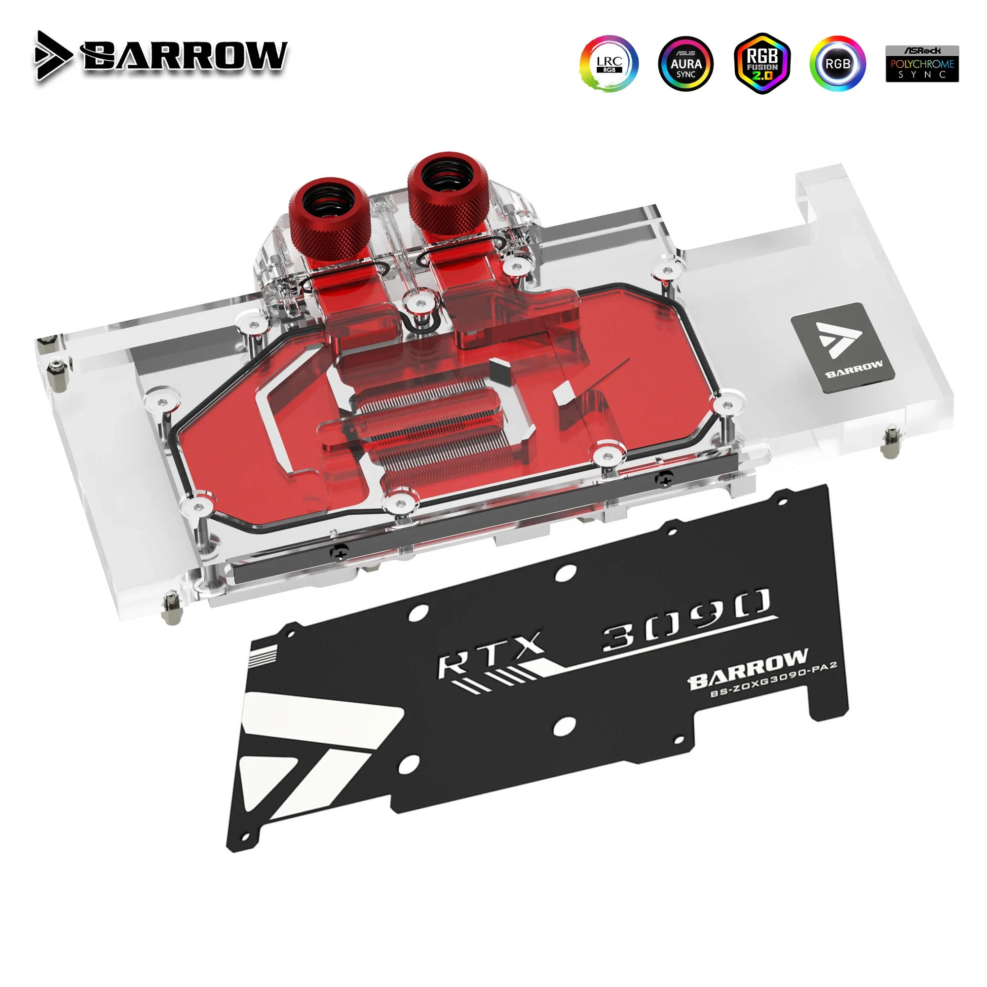 Barrow-bloque de agua GPU para ZOTAC GAMING RTX 3090 3080 TI, 5V ARGB, placa base de 3 pines AURA SYNC BS-ZOXG3090-PA2
