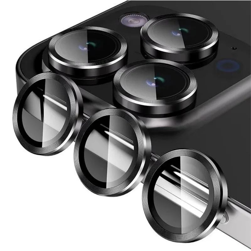 Protector de cristal para cámara de lente, 2-3 Uds., para IPhone 15, 14, 13, 12, 16 Pro Max, protección de lente en IPhone 15 Pro Max, cristal luminoso para cámara - imagen 2