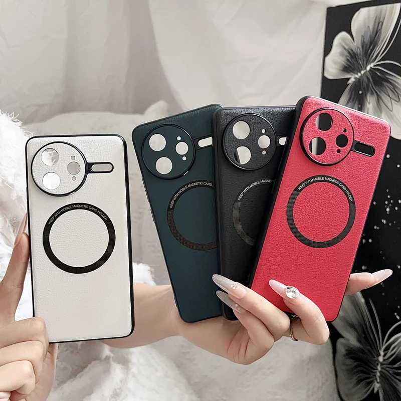 Para Xiaomi POCO F7 Ultra,F7 Pro funda magnética ELVEV Vintage piel-sentir cuero PU + funda trasera de teléfono con succión de PC dura