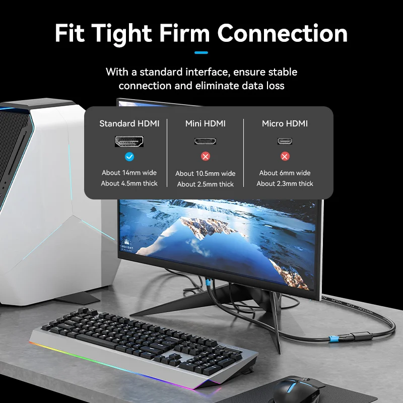 Cable de extensión Vention Cable HDMI 2,0 para PS5 GoPro Hero 8 8K/60Hz 4K/120Hz Ultra alta velocidad 48Gbps eARC HDCP 8K Cable HDMI 2,1 - imagen 5