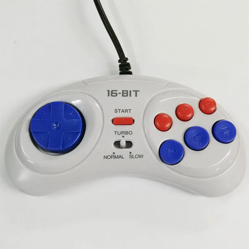 Manette de juegos con cable de 9 pines, blanco y negro, para consola de juegos Sega MegaDrive, controlador de 16 bits para Genesis MD, mango de mando, soporte Turbo - imagen 2