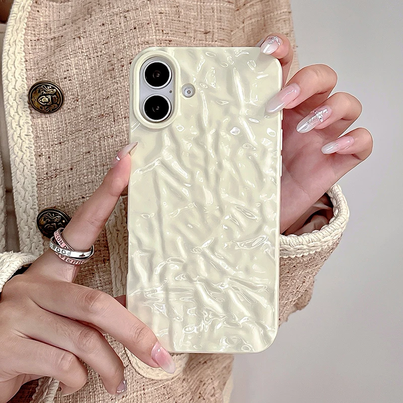 Funda de teléfono con textura de meteorito blanco brillante a la moda para iPhone 16 Pro Max 15 14 13 12 11 Pro Max 14 Plus, funda trasera de TPU brillante - imagen 2
