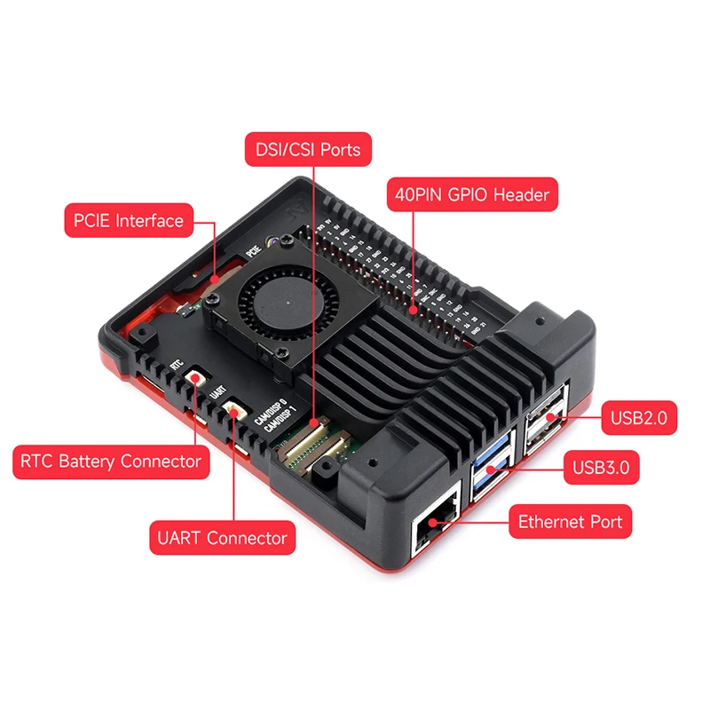 Argon NEO 5 BRED caja ventilador incorporado PWM enfriador activo refrigeración activa pasiva de aluminio para Raspberry Pi 5 - imagen 4