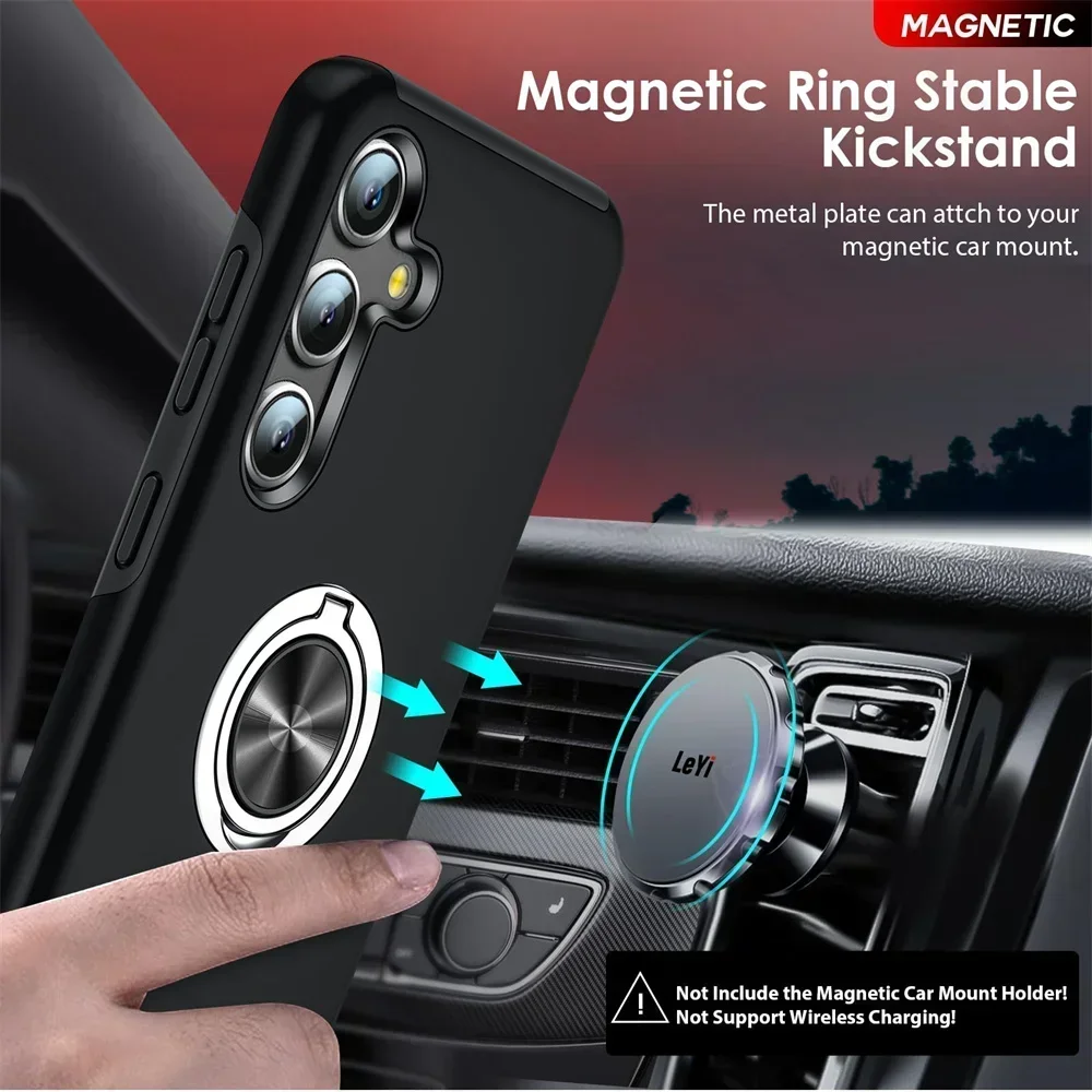 Funda con soporte de anillo de Metal para Samsung Galaxy S26 S25 Ultra S24 S23 Plus A55 A17 FE A36 A56 armadura parachoques cubierta dura de PC a prueba de golpes - imagen 5