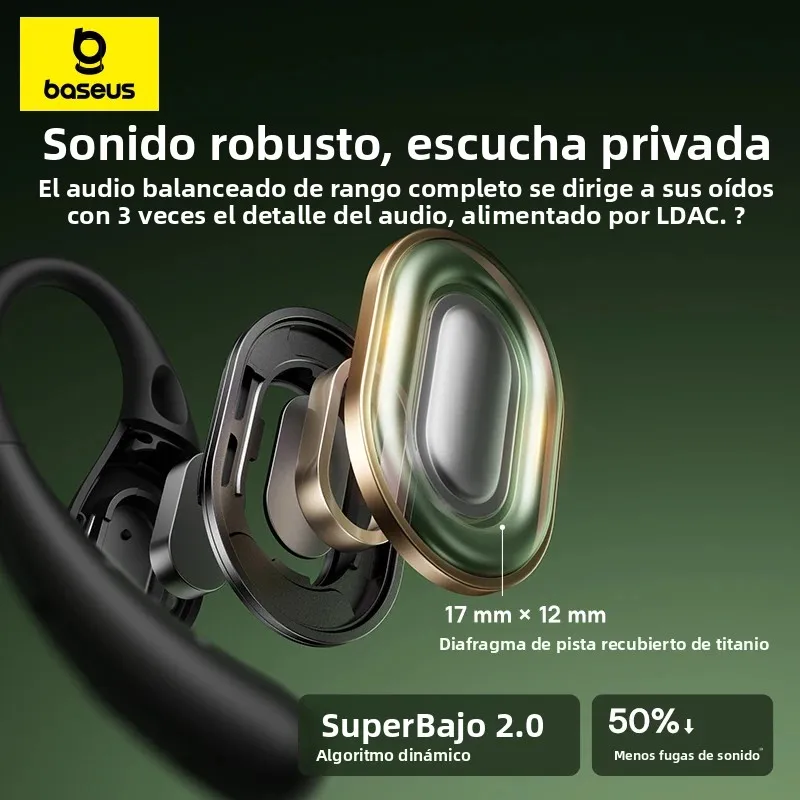 Baseus Eli Sport 2 Auriculares inalámbricos de oído abierto Auriculares Bluetooth 6,0 OWS Auriculares de alta resolución con LDAC OWS Auriculares deportivos con gancho para la oreja - imagen 5
