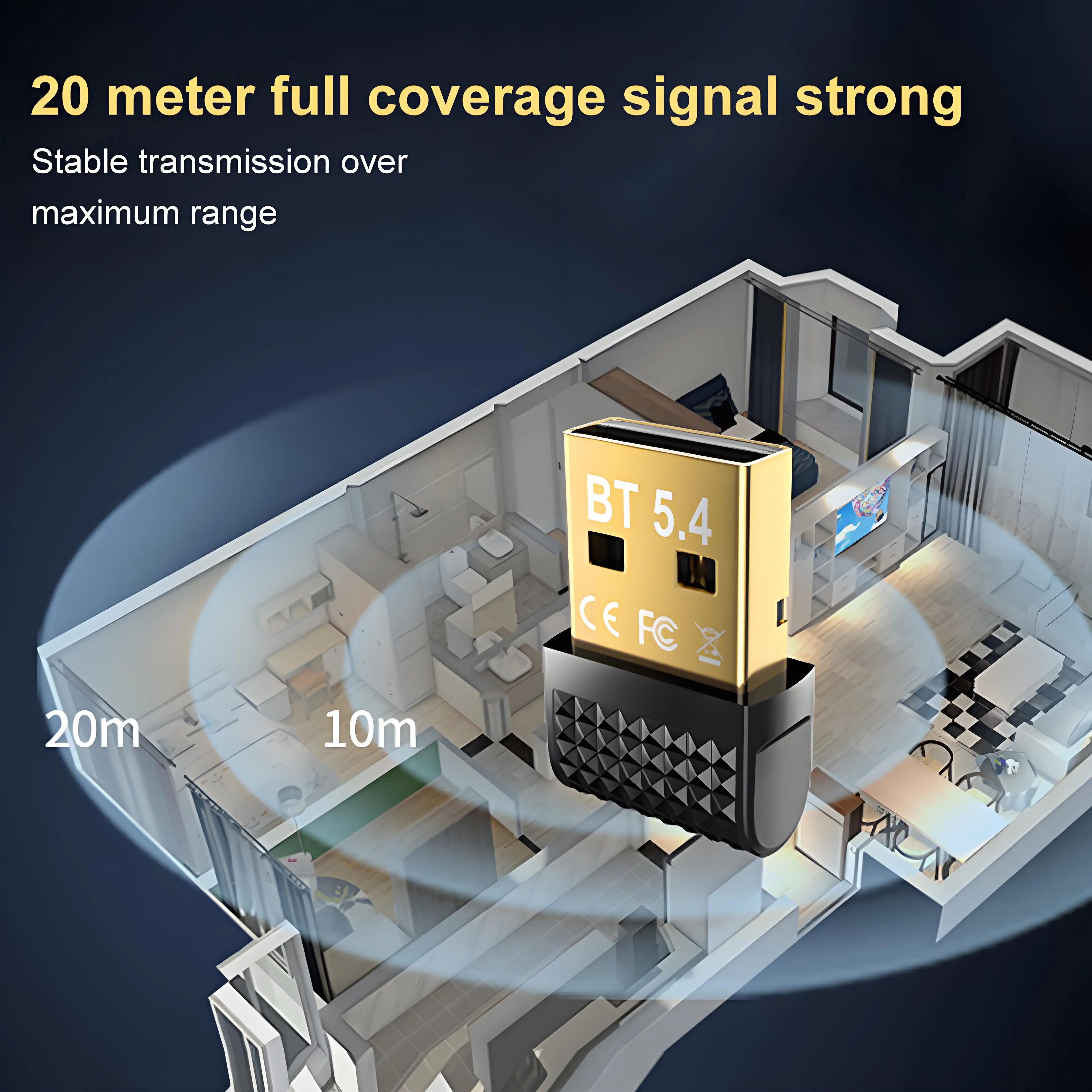 Adaptador USB Bluetooth 5,4 transmisor de Audio inalámbrico receptor Dongle Adaptador para PC ratón inalámbrico Keyborad música para Win10/11 - imagen 3