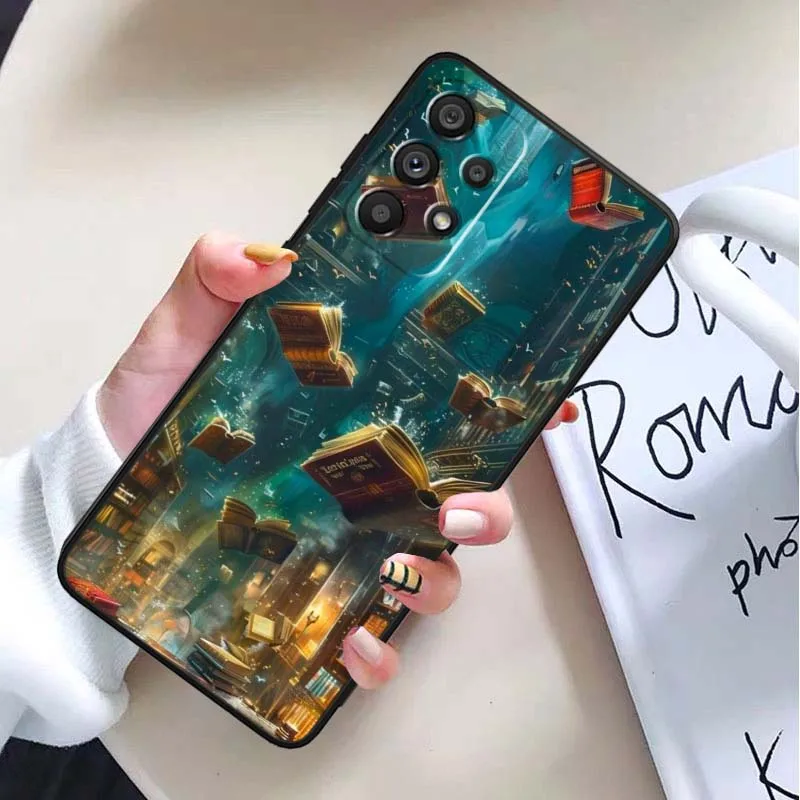 Funda de diseño artístico de estantería para Samsung Galaxy A30 A31 A32 A33 A35 A36 A40 A41 A42 A50 A51 A52 A53 funda de teléfono negra - imagen 3