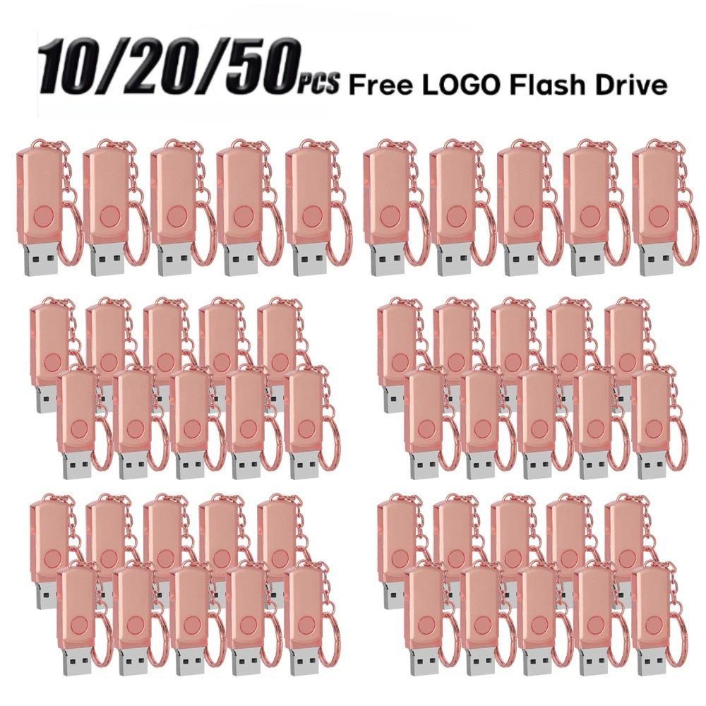 10/20/50 Uds unidad Flash USB de Metal 16gb 32gb disco flash impermeable Pendrive 64GB 128GB memoria Usb 2,0 Flash USb Stick 4G 8G