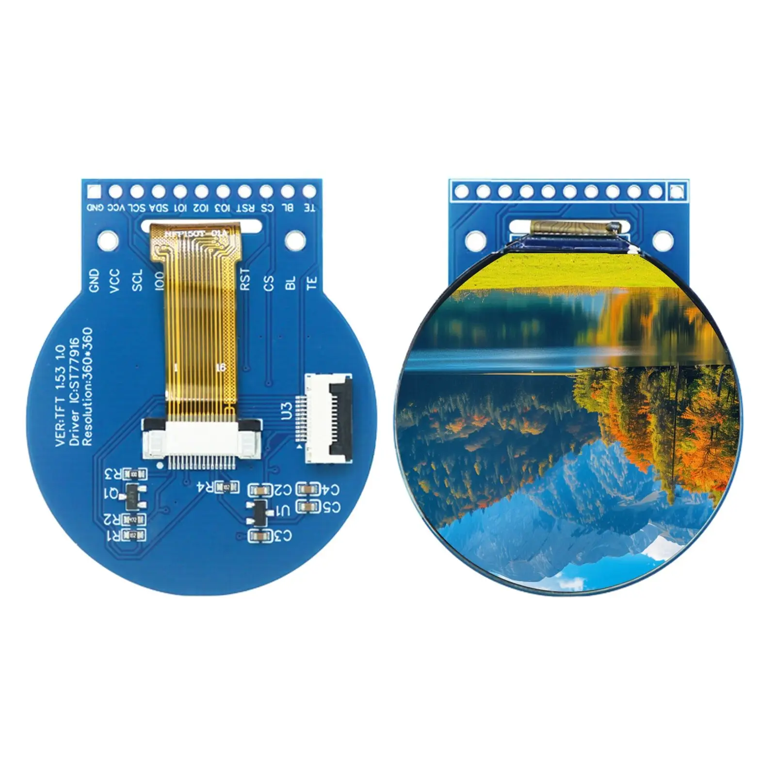 Módulo de pantalla redonda a Color TFT LCD de 1,5 pulgadas 360x360 3V-5V ángulo de visión amplio IPS ST77916 interfaz QSPI 11 pines - imagen 2