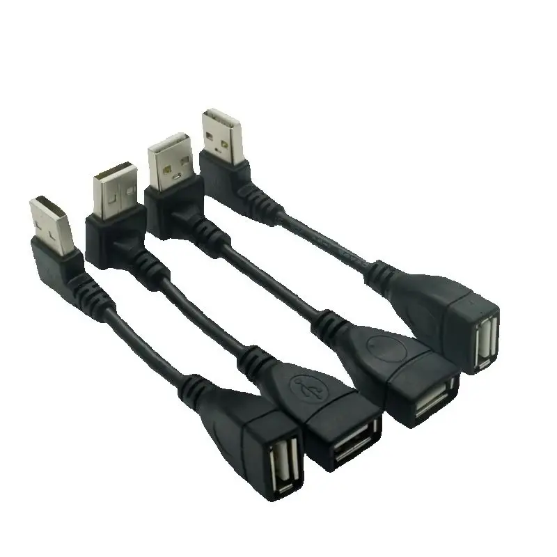 10cm 20cm USB 2,0 A macho a hembra Cable adaptador de extensión en ángulo 90 USB2.0 macho a hembra Cable negro derecho/izquierdo/abajo/arriba - imagen 3