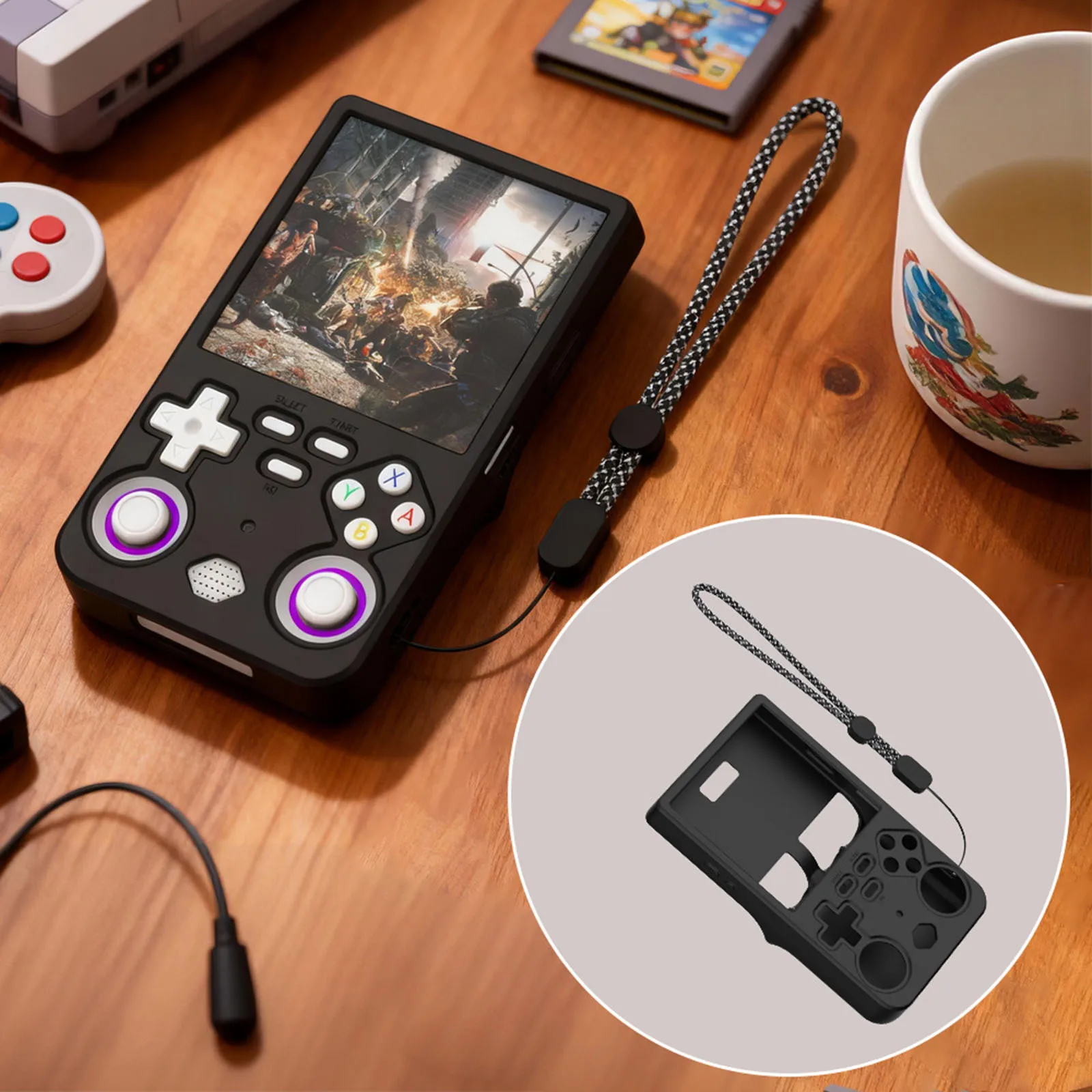 Funda de silicona para consolas de juegos portátiles R36 Ultra Retro, funda protectora anticaída, funda suave con cordón para R36 Ultra - imagen 5