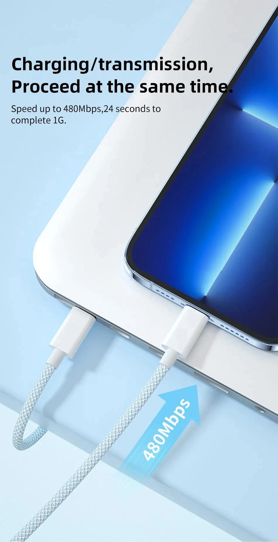 Cable USB tipo C a tipo C de 60W, 6A, línea de datos para Iphone 15, Xiaomi Poco, Cable USB C de carga rápida, Cable de carga de datos tipo C de 20V - imagen 5