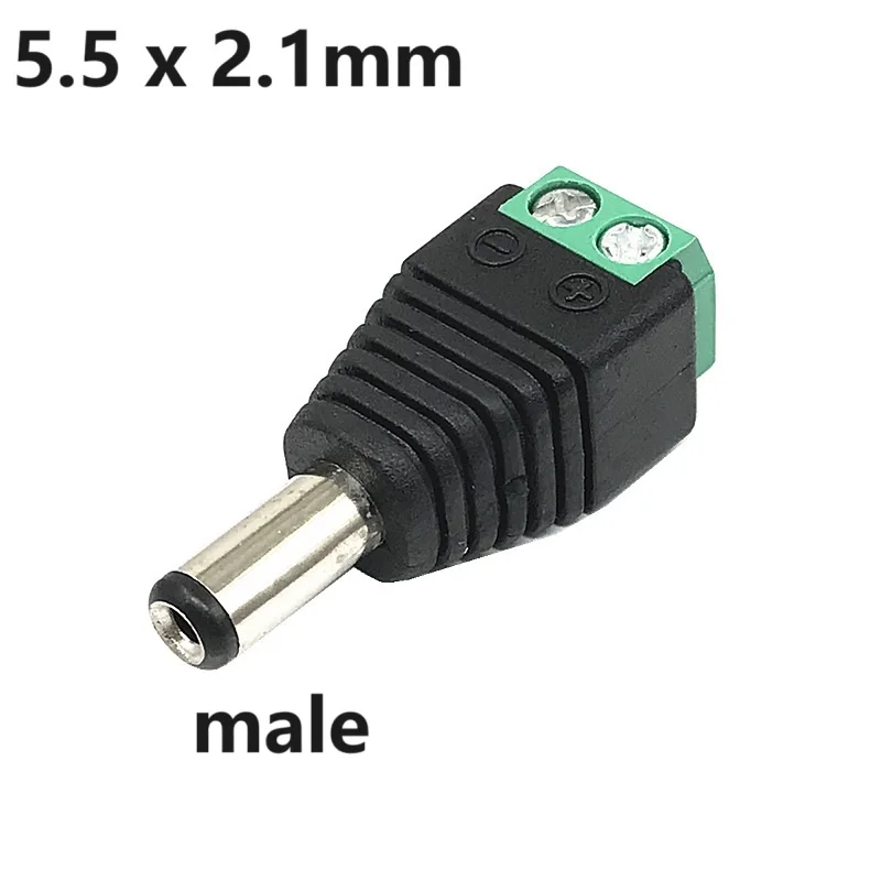 Conector CC, adaptador de enchufe para alimentación, cámaras CCTV, 2,1mm x 5,5mm, hembra, macho, adaptador de enchufe de alimentación CC, conector macho - imagen 2