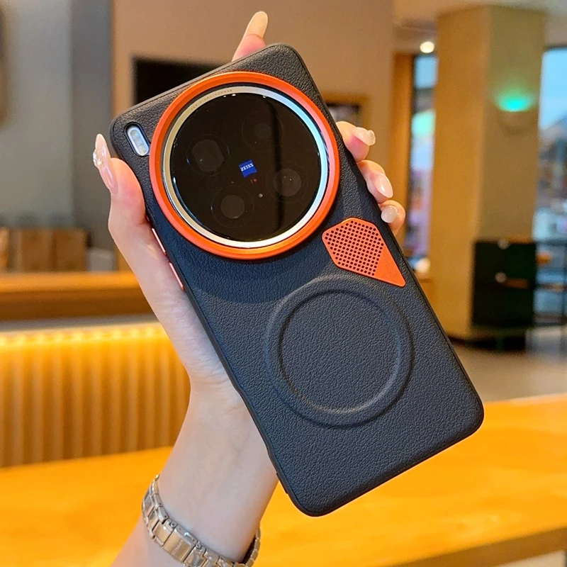 Para VIVO X200 Ultra funda dura de PU magnética de carga inalámbrica funda protectora trasera para VIVO X200 Pro Mini X200S carcasa de teléfono