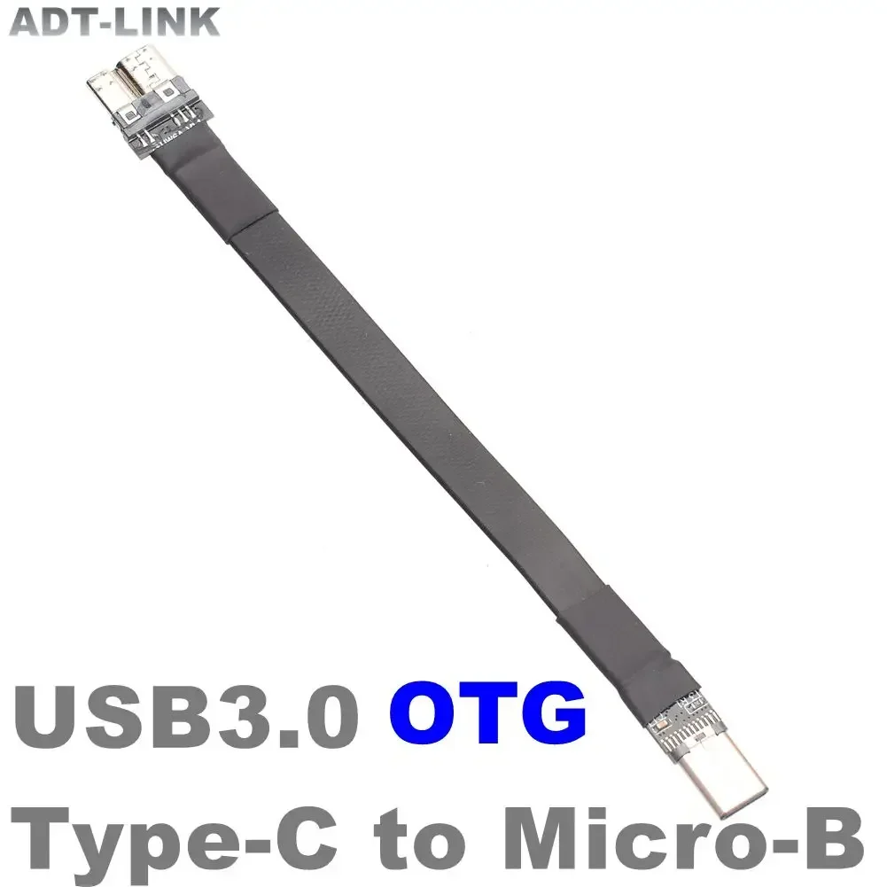 Cable OTG de datos de carga plana USB 3,0 a Micro-B USB 3,0 tipo C conector USB C a Micro-USB 5Gbps para extensión de dispositivos USB OTG - imagen 2