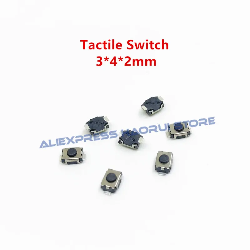 1000 Uds 3*3,5*2 3*4*2mm llave de Control remoto de coche interruptor táctil momentáneo botón táctil 2/4 pines SMD 3x4x2.0H Micro interruptor auto reinicio - imagen 5