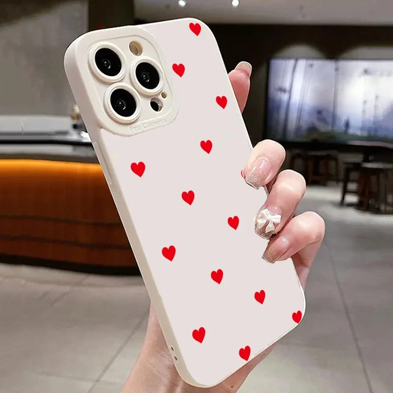 Funda para iPhone 11 Fundas para iPhone 13 Funda de teléfono con corazón de amor rojo lindo para iPhone 12 14 15 Pro Max XS XR X 7 8 Plus Funda suave - imagen 4