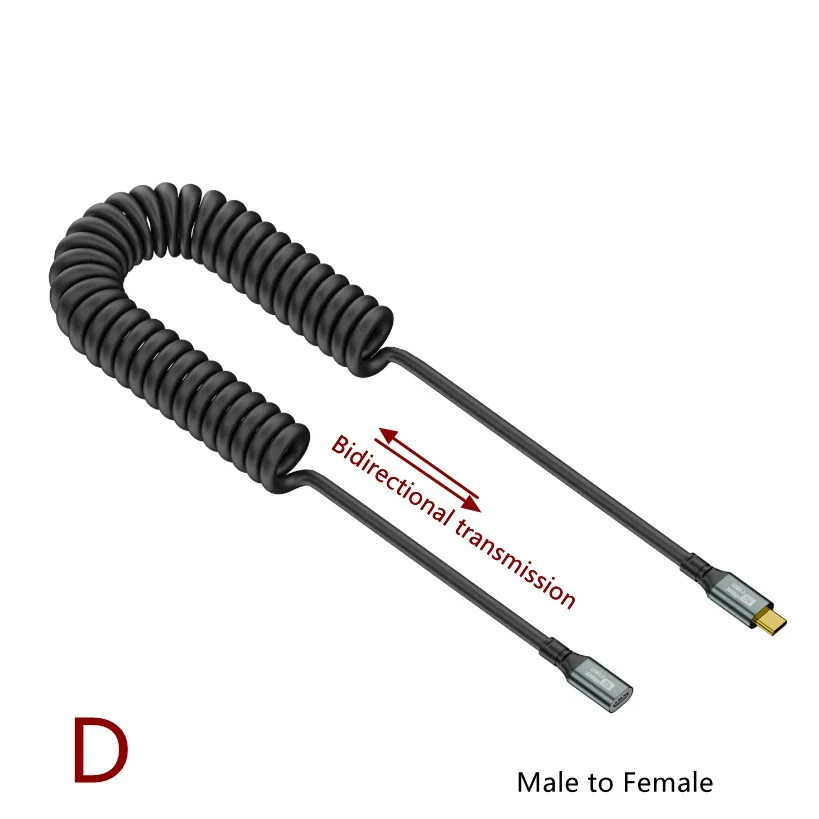 Cable extensor de resorte USB tipo C PD 100W Cable para Samsung Xiaomi Huawei teléfono cargador rápido iPhone15 Wird PD Cable de datos USB3.2 8K - imagen 5