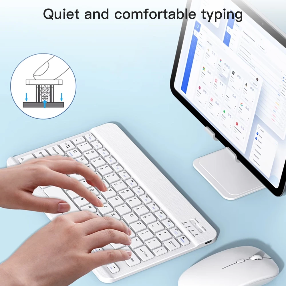 Teclado inalámbrico Bluetooth EMTRA, teclado portátil para Ipad, portátil, tableta, teclado recargable para juegos para Android IOS Windows - imagen 2
