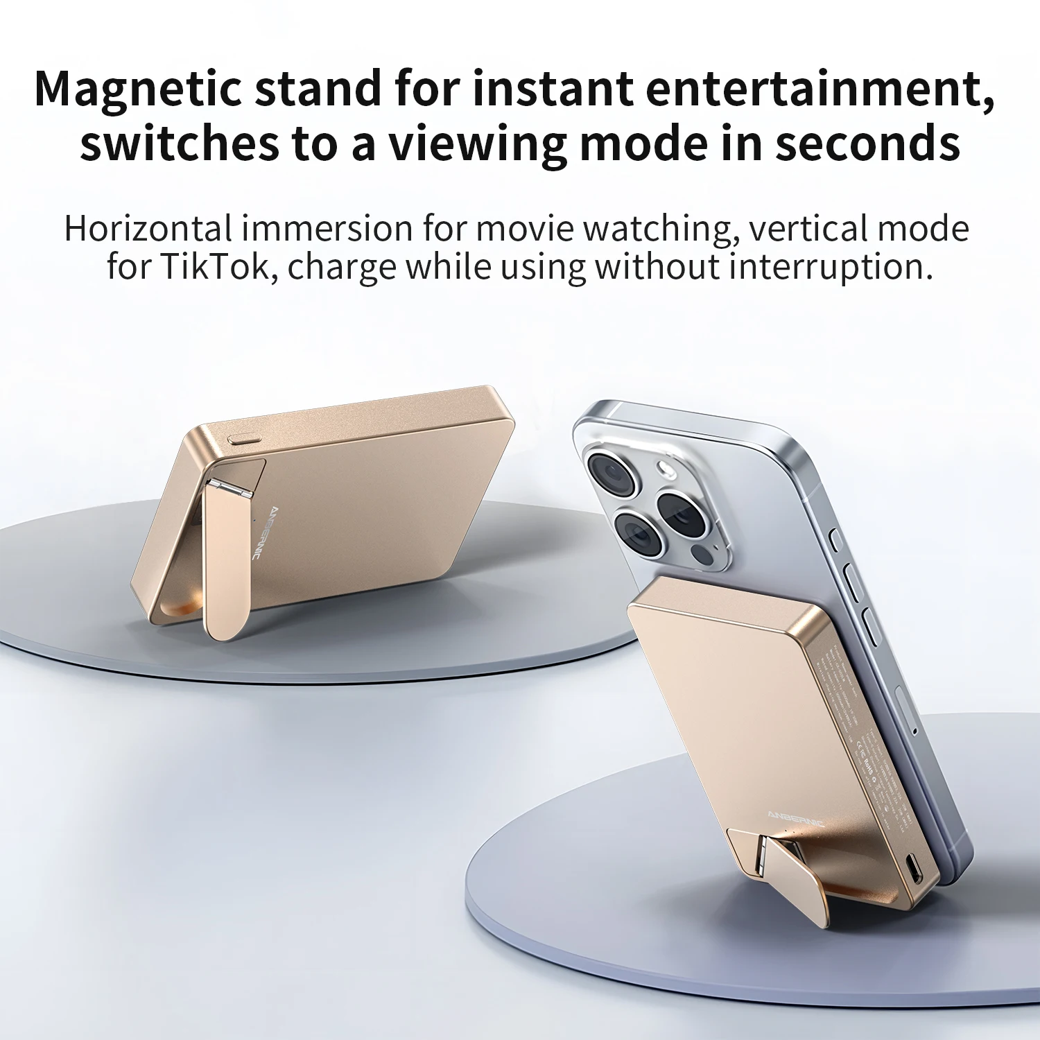 ANBERNIC CX-502LM Banco de energía portátil 5000mAh Soporte fino de aleación de aluminio Tipo Carga magnética 20W para teléfonos iPhone Samsung - imagen 4