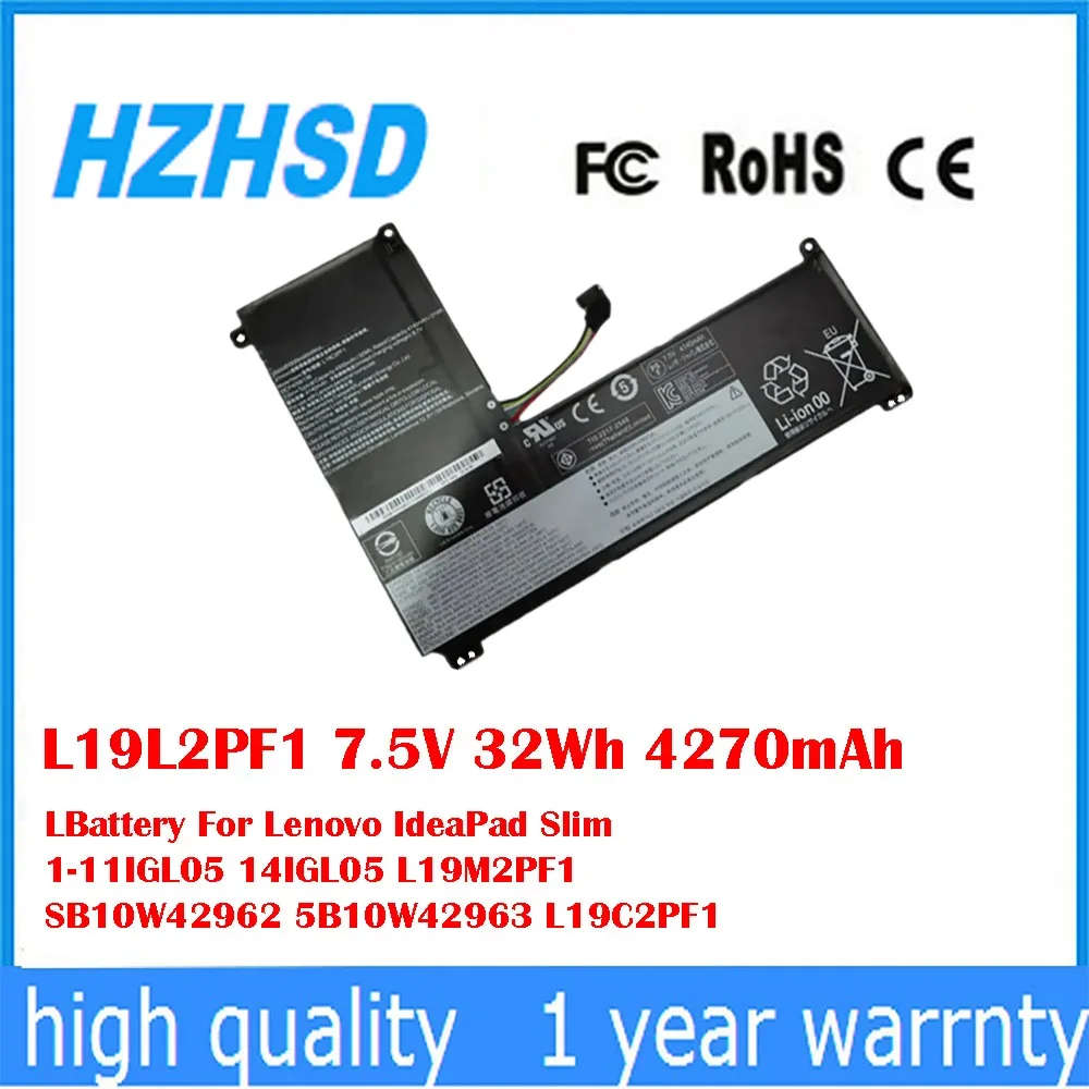Batería L19L2PF1 7,5 V 32Wh 4270mAh para Lenovo IdeaPad Slim 1-11IGL05 14IGL05 L19M2PF1 SB10W42962 5B10W42963 L19C2PF1