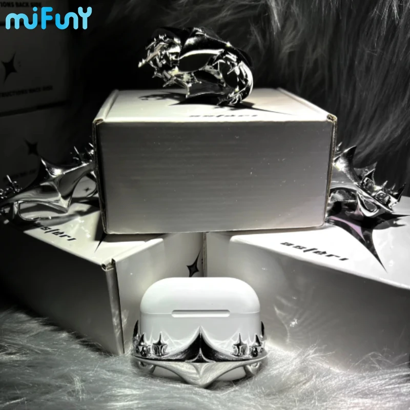 MiFuny-funda Original para Airpods Galaxy galvanizada, cubierta de diseño de decoración plateada para auriculares, Fundas protectoras, accesorios Y2K - imagen 5